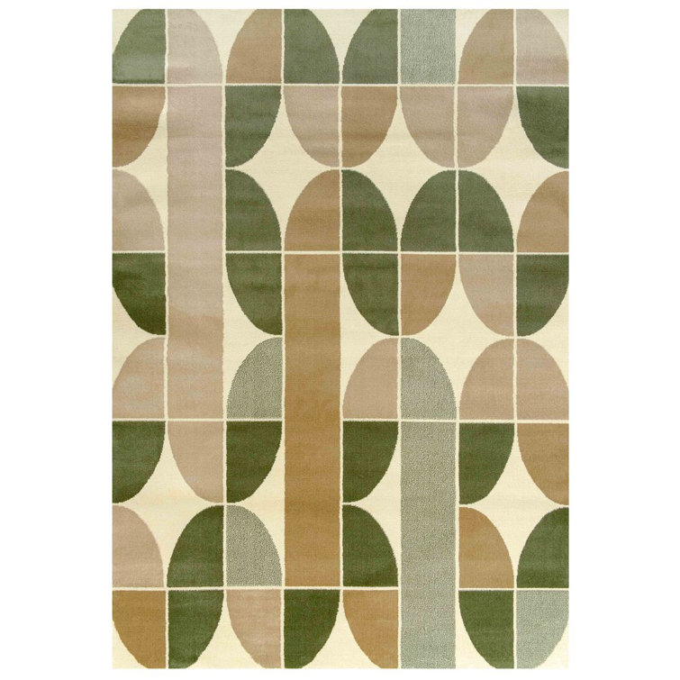 Corrigan Studio Lowestoft Geometric Machine Woven Green Area Rug